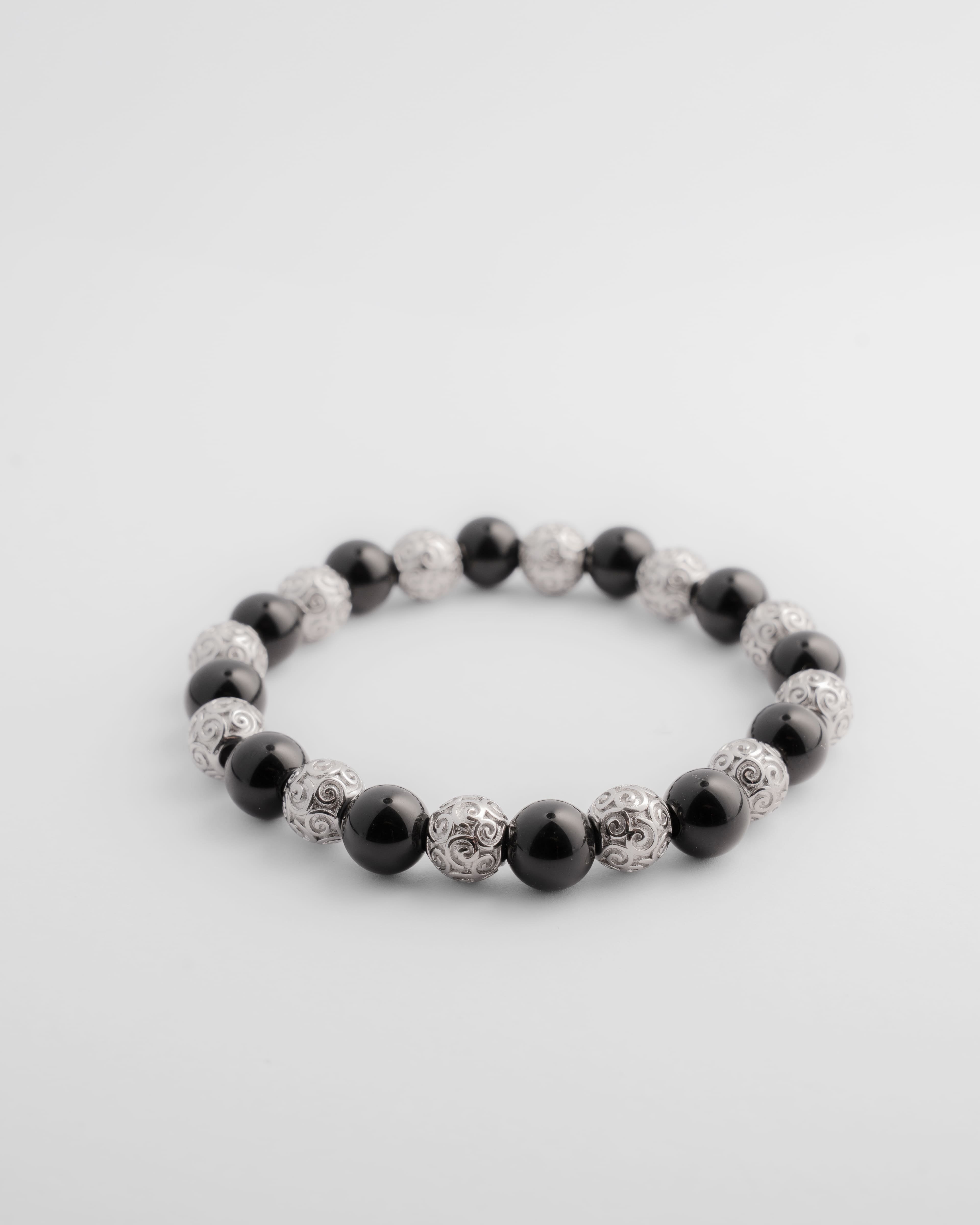 Kralenarmband Onyx Tribal Bracelet 8MM zijaanzicht
