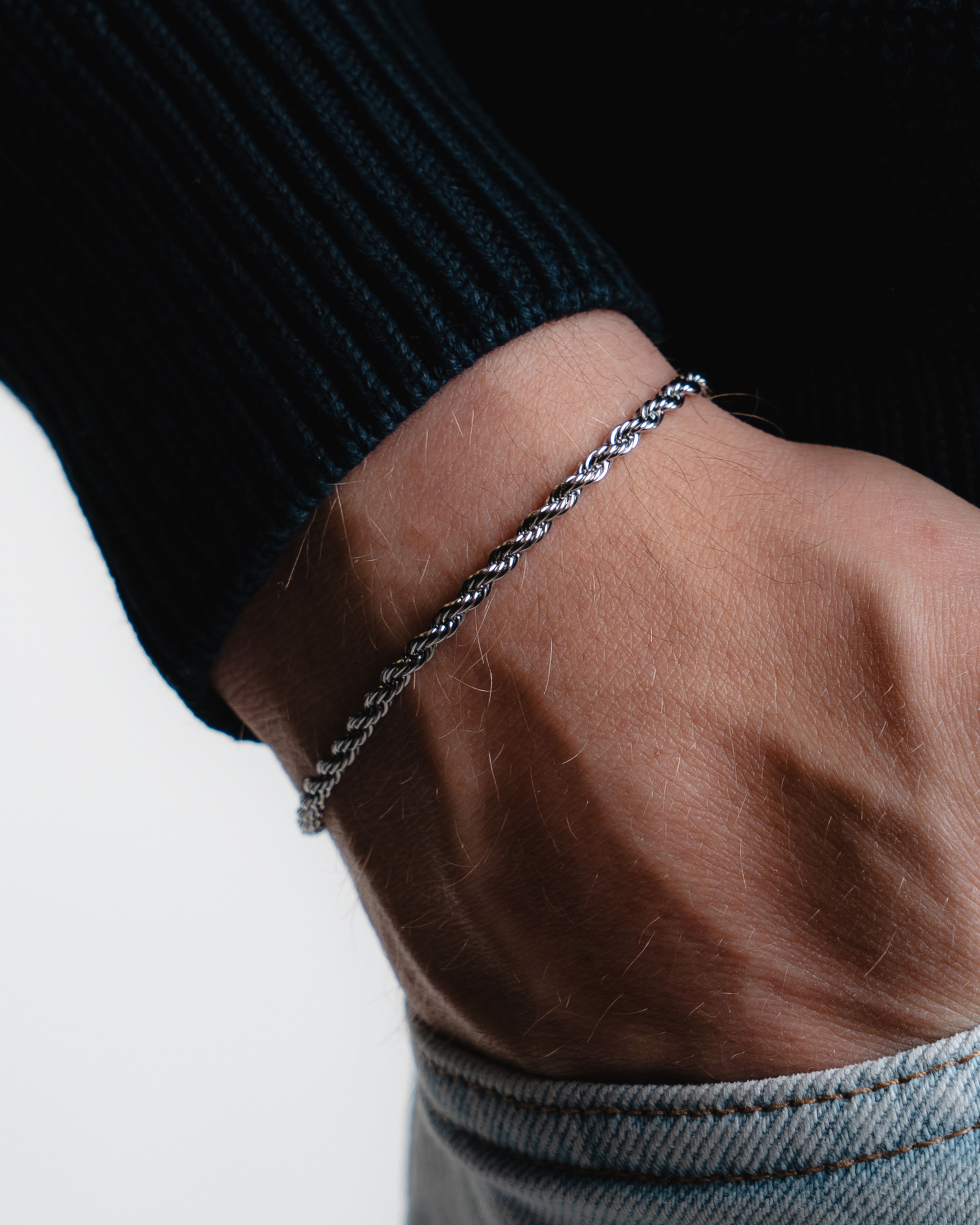 Rope Bracelet 3MM in Silver - Mijn winkel