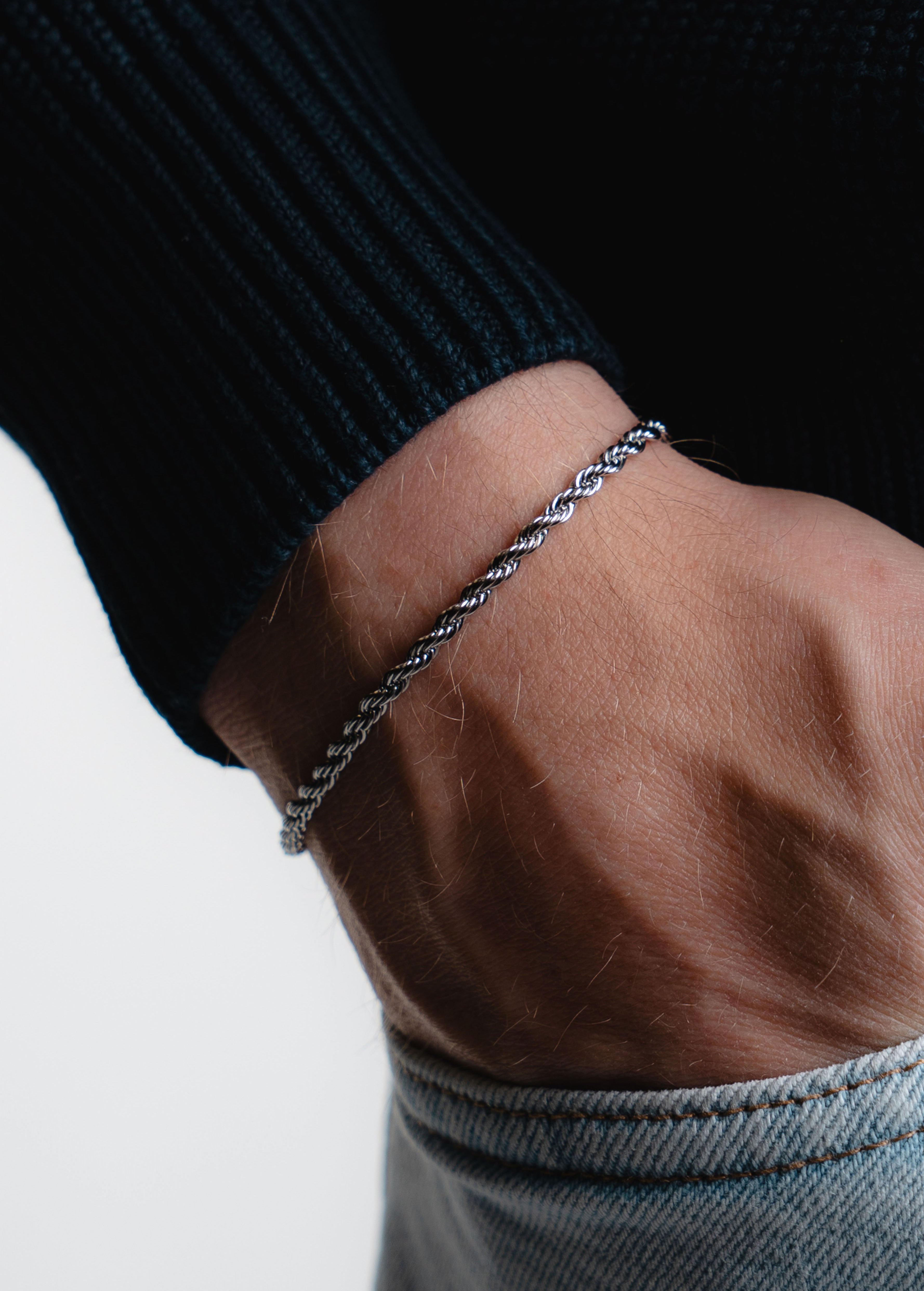 Rope Bracelet 3MM in Silver - Mijn winkel