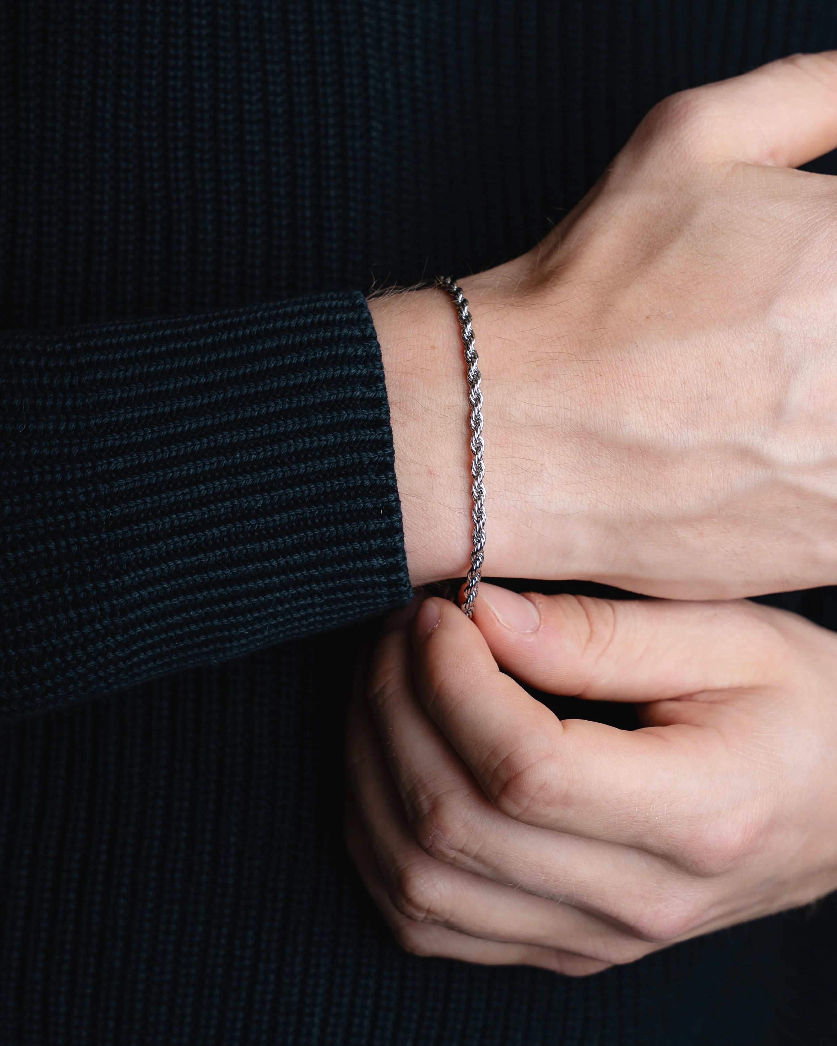 Rope Bracelet 3MM in Silver stijlvol