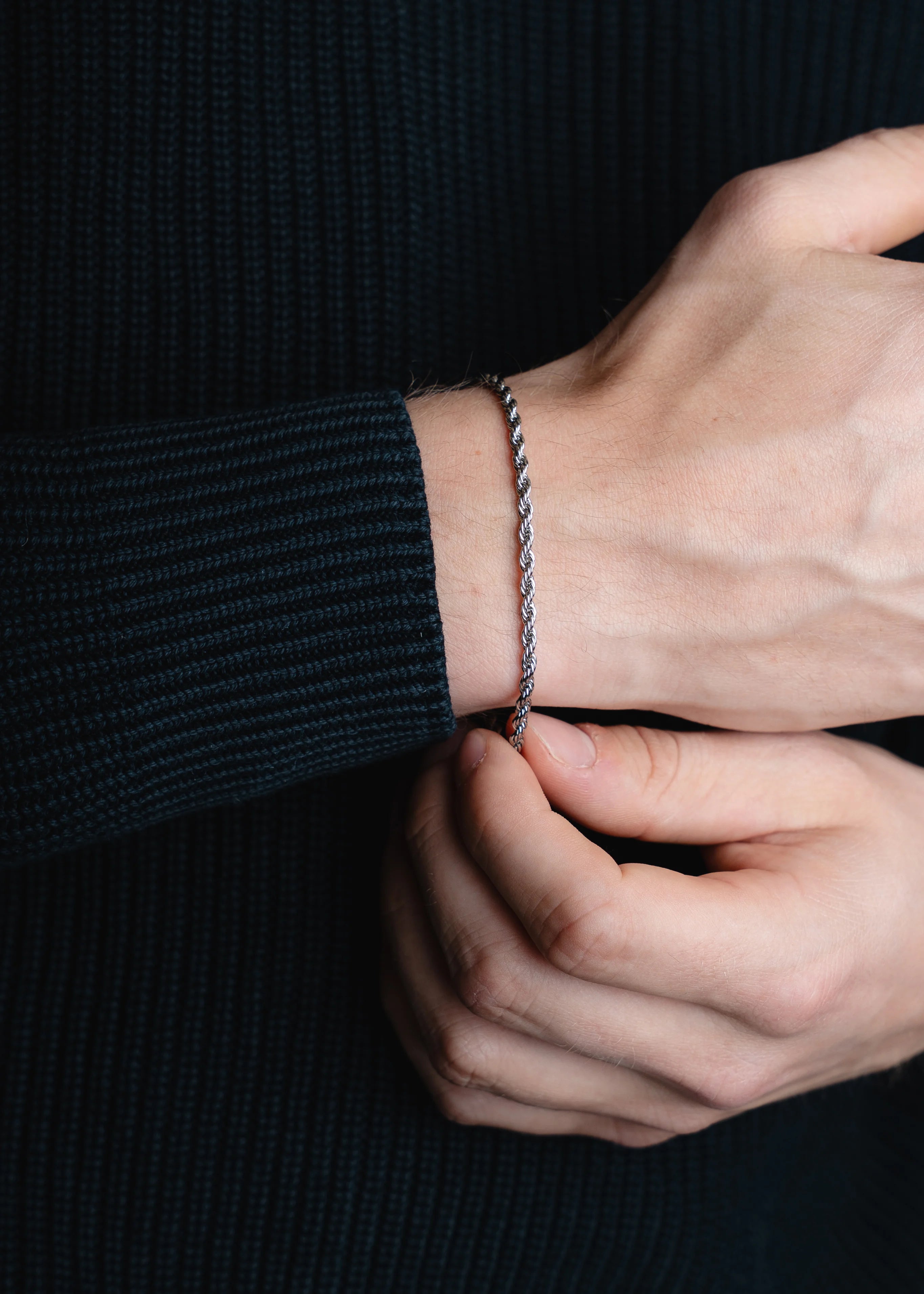 Rope Bracelet 3MM in Silver stijlvol