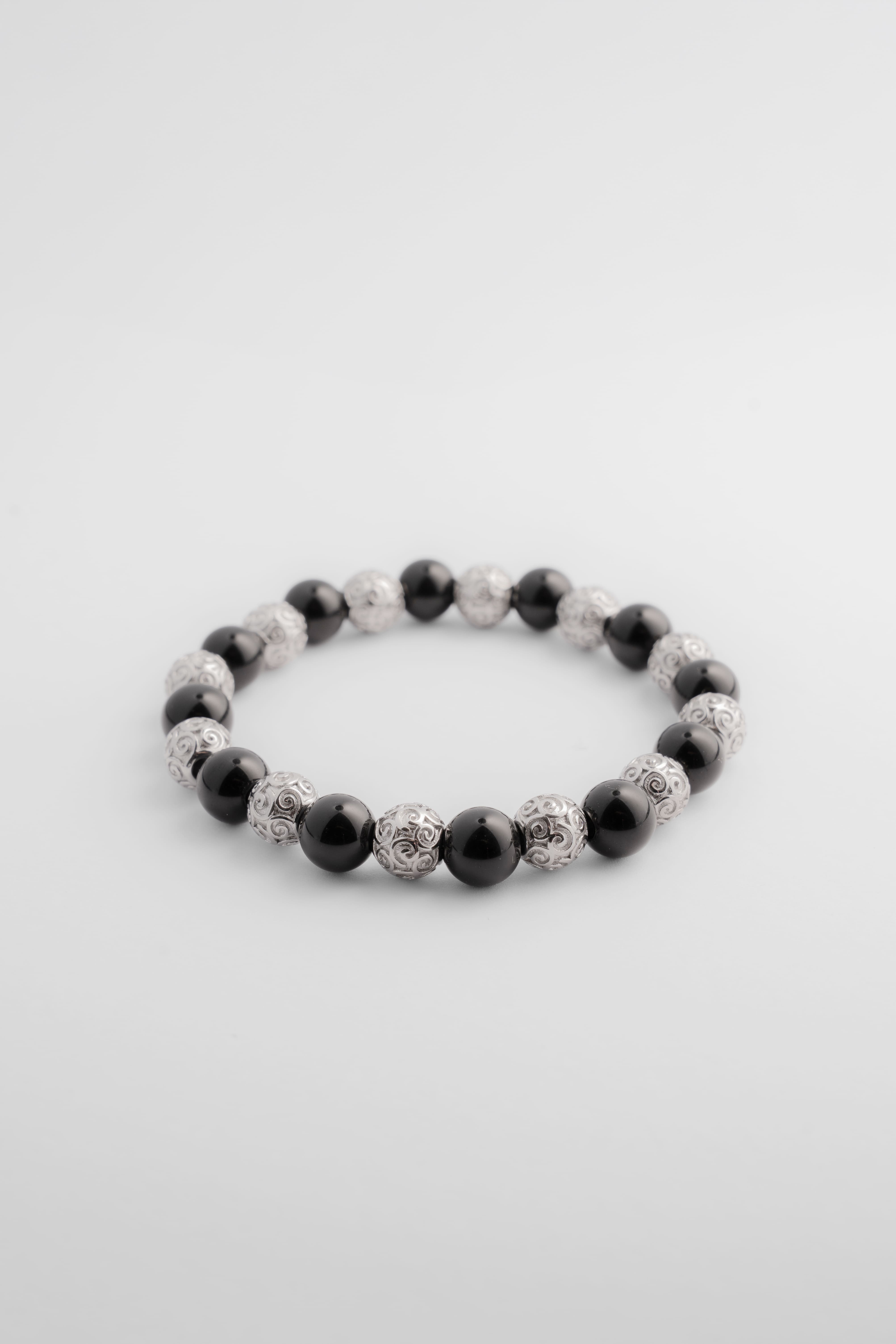 Kralenarmband Onyx Tribal Bracelet 8MM zijaanzicht